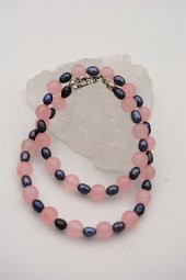 STONEAGE Pembe Kuvars Hematit Taşlı T Kilit Şifa Kolyesi thumbnail 2