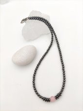 STONEAGE Pembe Kuvars ve Hematit Taşlı Şifa Kolyesi - 1