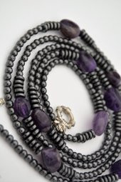 STONEAGE Ametist ve Hematit Taşlı Tasarım Gemici Kilit Kolye thumbnail 2