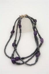 STONEAGE Ametist ve Hematit Taşlı Tasarım Gemici Kilit Kolye thumbnail 3