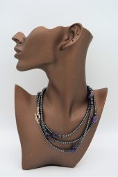 STONEAGE Ametist ve Hematit Taşlı Tasarım Gemici Kilit Kolye thumbnail 4