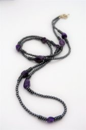 STONEAGE Ametist ve Hematit Taşlı Tasarım Gemici Kilit Kolye thumbnail 5