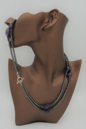 STONEAGE Ametist ve Hematit Taşlı Tasarım Gemici Kilit Kolye thumbnail 6