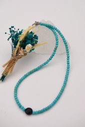 STONEAGE Oniks ve Turkuaz T Kilit Şifa Kolyesi thumbnail 3