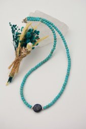 STONEAGE Lapis Lauli ve Turkuaz Taşlı T Kilit Şifa Kolyesi thumbnail 3