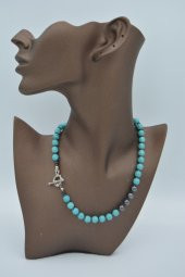 STONEAGE Hematit ve Turkuaz Taşlı T Kilit Şifa Kolyesi thumbnail 4