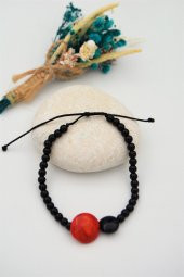 STONEAGE ORİJİNAL ONİKS TAŞI VE MERCAN METALSİZ ŞİF BİLEKLİĞİ thumbnail 3