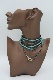 STONEAGE Hematit ve Turkuaz Taşlı Gemici Kilitli Şifa Kolyesi thumbnail 3