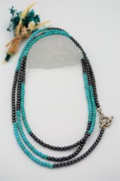 STONEAGE Hematit ve Turkuaz Taşlı Gemici Kilitli Şifa Kolyesi thumbnail 7