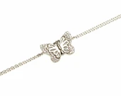 925 Ayar Gümüş Kelebek Model Bileklik, Beyaz - Beyaz Taş thumbnail 4