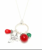 925 ayar Gümüş Mercan ve Ceyit Taşlı Halka Kolye thumbnail 3