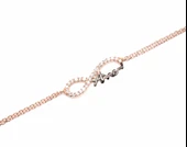 925 Ayar Gümüş Sonsuzluk Modeli Annem Yazılı Bileklik, Pembe thumbnail 1