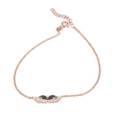 925 Ayar Gümüş Melek Kanadı Zincirli Bileklik, Pembe thumbnail 1