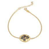 925 Ayar Gümüş Yaprak Modeli Zincir Bileklik, Sarı thumbnail 1