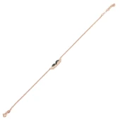 925 Ayar Gümüş Melek Kanadı Zincirli Bileklik, Pembe thumbnail 2