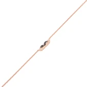 925 Ayar Gümüş Melek Kanadı Zincirli Bileklik, Pembe thumbnail 3