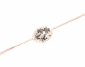 925 Ayar Gümüş Yaprak Modeli Zincir Bileklik, Pembe thumbnail 2