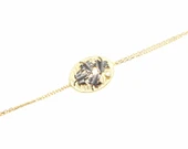 925 Ayar Gümüş Yaprak Modeli Zincir Bileklik, Sarı thumbnail 4