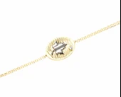 925 Ayar Gümüş Yapraklı Model Zincir Bileklik, Sarı thumbnail 4