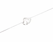 925 Ayar Gümüş Kalemli İki Kalp Modeli Zincir Bileklik, Beyaz thumbnail 3