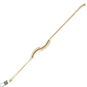 925 Ayar Gümüş Es Modeli Taşlı Bileklik, Sarı thumbnail 3