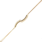 925 Ayar Gümüş Es Modeli Taşlı Bileklik, Sarı thumbnail 1