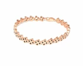 925 Ayar Gümüş Su Yolu Bilezik Pembe - Siyah Taş thumbnail 2