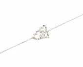 925 Ayar Gümüş Kalemli Üç Kalp Modeli Zincir Bileklik, Beyaz - Beyaz Taş thumbnail 3