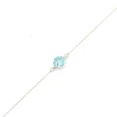 925 Ayar Gümüş Sonsuzluk Akuamarin Bileklik thumbnail 1