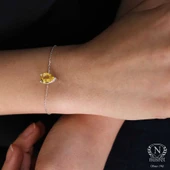 925 Ayar Gümüş Sarı Sitrin Taşlı Bileklik thumbnail 6