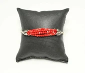 925 Ayar Gümüş Mercan Taşlı Zincir Bileklik thumbnail 3