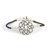 Siyah  Beyaz Aşk Düğümü 999 Ayar Gümüş Kazaz Bileklik WGBL064 thumbnail 1