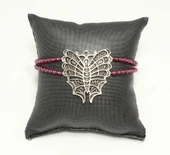 925 Ayar Gümüş Garnet Taşlı Kelebek Bileklik thumbnail 4