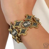 925 Ayar Gümüş Elizabeth Desenli Paftalı Antik Bizans Bileklik thumbnail 1