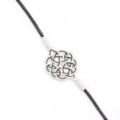 Siyah  Beyaz Aşk Düğümü 999 Ayar Gümüş Kazaz Bileklik WGBL064 thumbnail 4