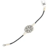 Siyah  Beyaz Aşk Düğümü 999 Ayar Gümüş Kazaz Bileklik WGBL064 thumbnail 2