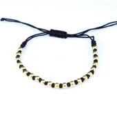 925 Ayar Gümüş Sarı Top İpli Bileklik thumbnail 3