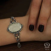 925 Ayar Gümüş Sitrin Taşlı Antik Bizans Bileklik thumbnail 8