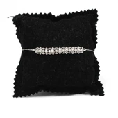 925 Ayar Gümüş Yıldız Desenli Bileklik, Beyaz thumbnail 4