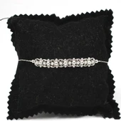 925 Ayar Gümüş Yıldız Desenli Bileklik, Beyaz thumbnail 1