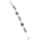 925 Ayar Gümüş Mercan Taşlı Antik Bileklik thumbnail 6