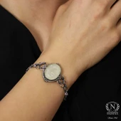 925 Ayar Gümüş Sitrin Taşlı Antik Bizans Bileklik thumbnail 1