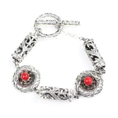 925 Ayar Gümüş Mercan Taşlı Antik Bileklik thumbnail 4