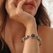 925 Ayar Gümüş Mercan Taşlı Antik Bileklik thumbnail 2