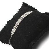 925 Ayar Gümüş Yıldız Desenli Bileklik, Beyaz thumbnail 5