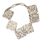 925 Ayar Gümüş Primitiv Kare Paftalı Bileklik thumbnail 3