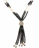 925 Ayar Gümüş Safir Taşlı Şarnelli Kolye, Beyaz thumbnail 1