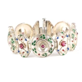 925 Ayar Gümüş İnce Mineli Paftalı Bileklik thumbnail 1