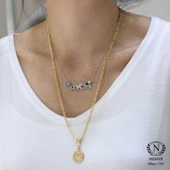 925 Ayar Gümüş Bereket Sembolü Madalyon Kolye, Sarı thumbnail 2