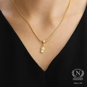 925 Ayar Gümüş Kadın Madalyon Kolye , Sarı thumbnail 1